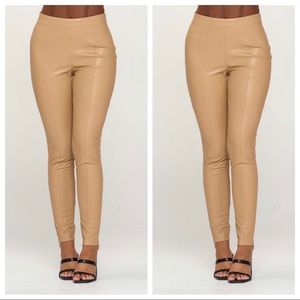 J. ELISE BOUTIQUE NEW TRENDY STONE SPANX FAUX LEATHER SKINNY PANTS